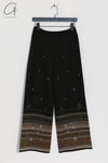 SWAYING 25 Early Spring V-neck snowflake jacquard pullover / straight pants SW-SW25PS3B11-HEI Black pants SW25PS1T13